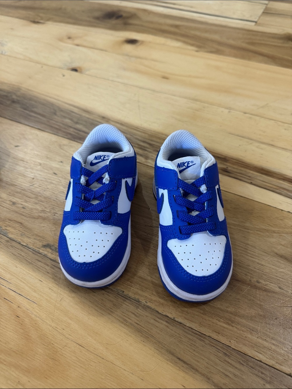 Nike Kids Royal Blue and White Low-Top Sneakers with Hook-and-Loop Strap